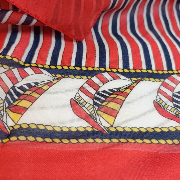 Nautical sailing boats scarf red white blue - Picture 1 of 7